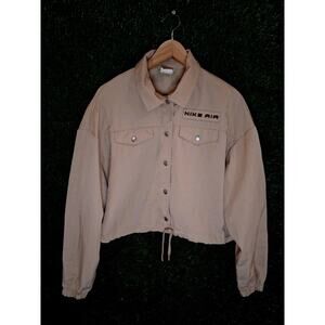 Nike Air Women's Modest Cropped Woven Jacket Hemp Beige FB8077-200 Size Small S
